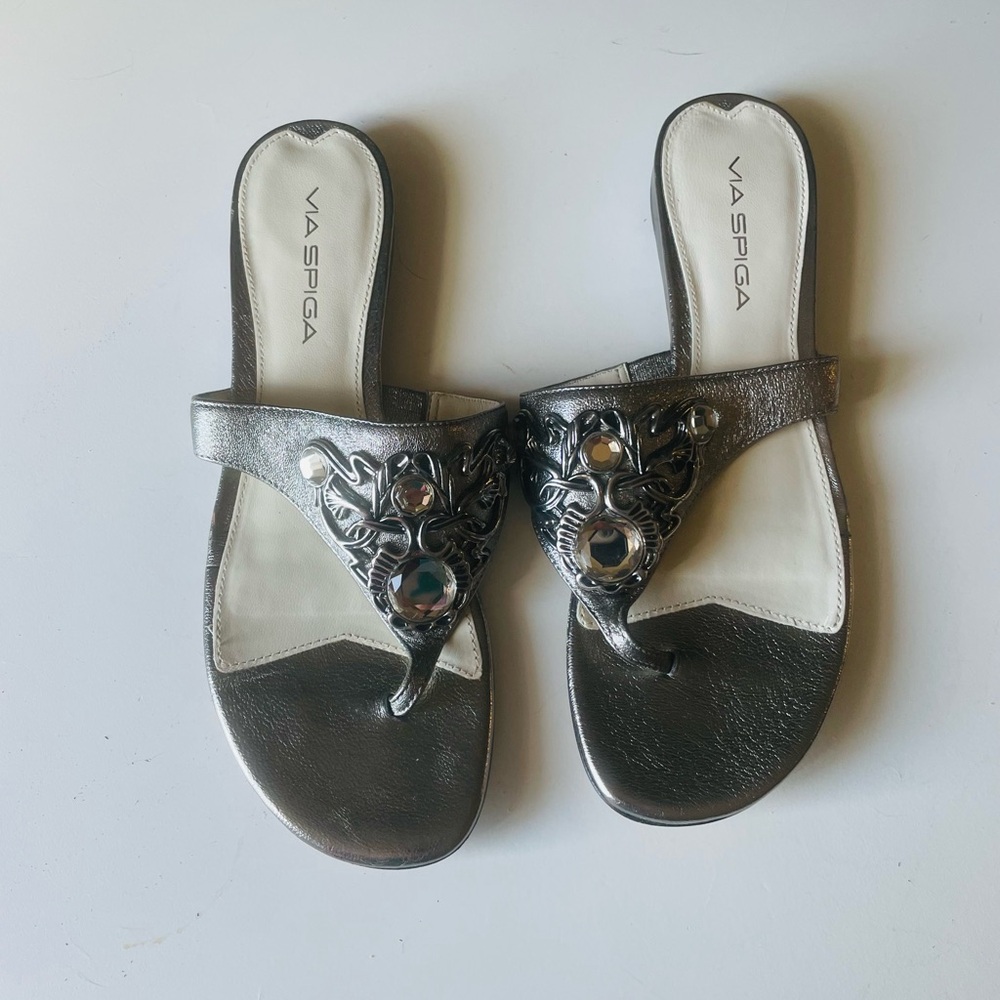 Via Spiga Women's Silver Embellished Sandals